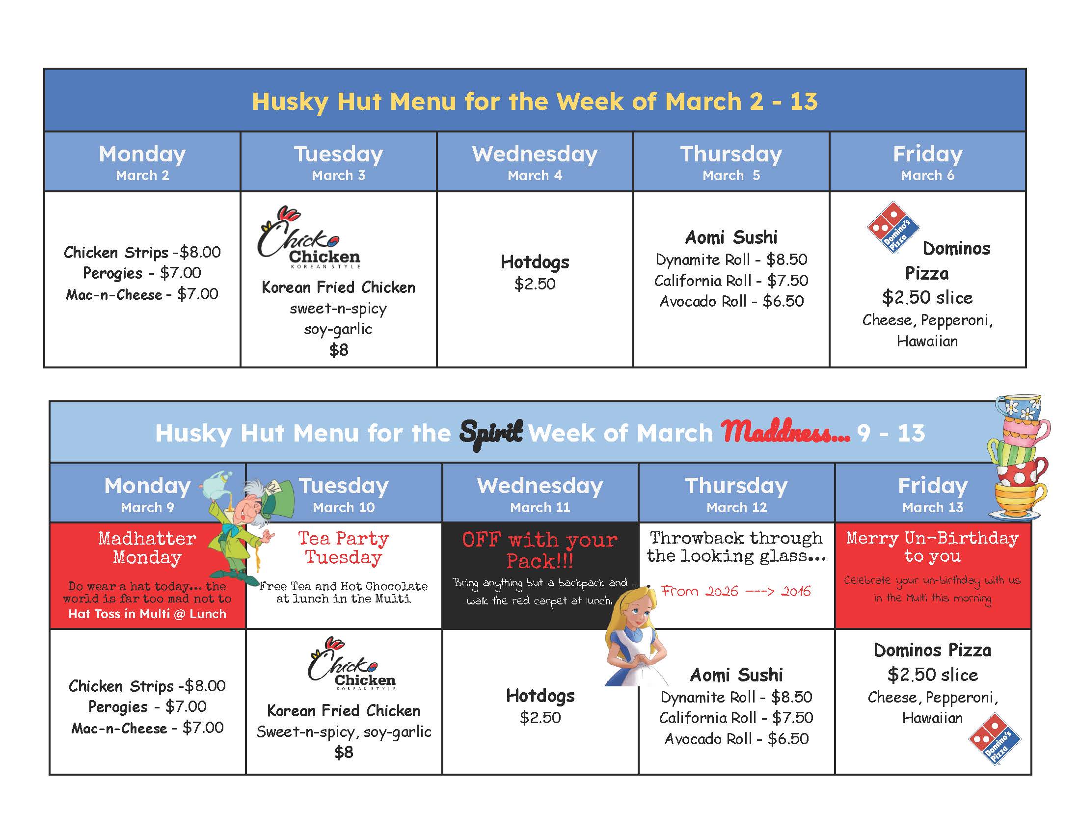 Husky Hut Menu March 1 14 Page 1